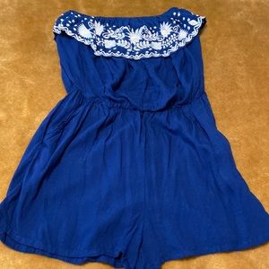 Blue sleeveless romper